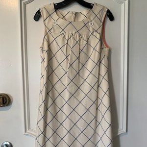 White Maeve Dress with Blue Check Pattern